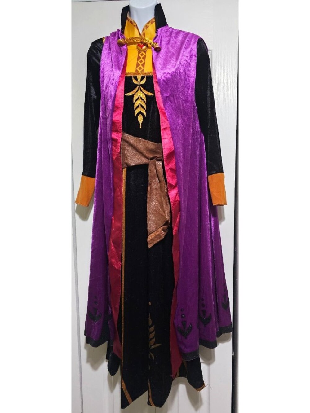 Frozen 2 Deluxe Anna Adult Costume Velvet Dress Cape Disguise Women Teen XS/S